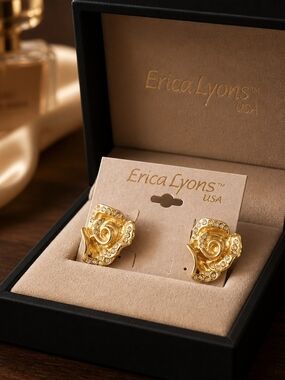 Erica Lyons Gold Floral Swirl Earrings